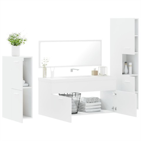 VidaXL 4-cz. zestaw mebli łazienkowych, biały, materiał drewnopochodny