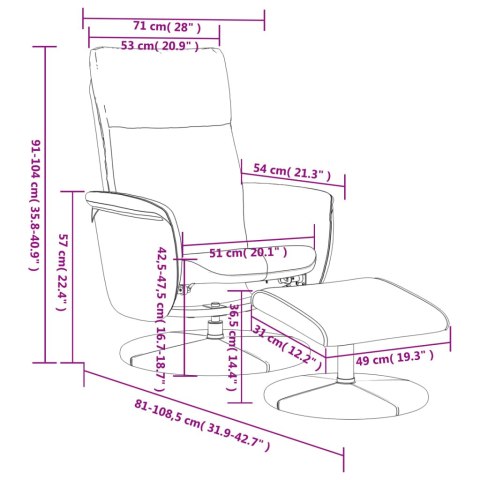VidaXL Rozkładany fotel z podnóżkiem, czarny, sztuczna skóra