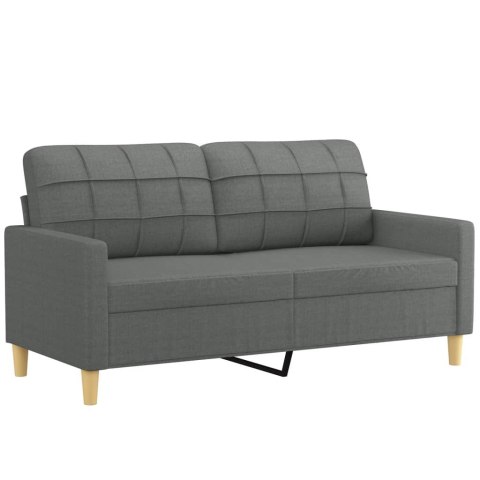 VidaXL 2-osobowa sofa z poduszkami, ciemnoszara, 140 cm, tkanina