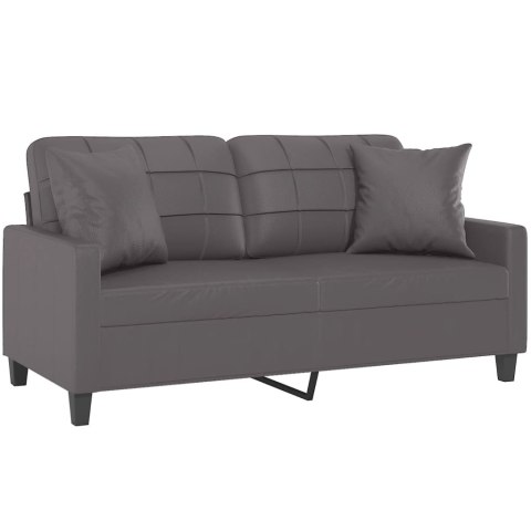 VidaXL 2-osobowa sofa z poduszkami, szara, 140 cm, sztuczna skóra