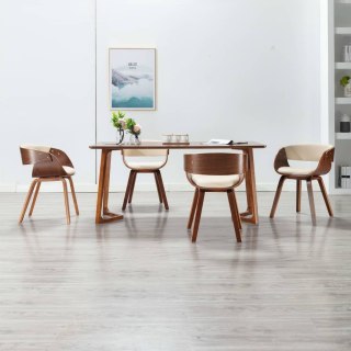 VidaXL Krzesła stołowe, 4 szt., kremowe, gięte drewno i sztuczna skóra