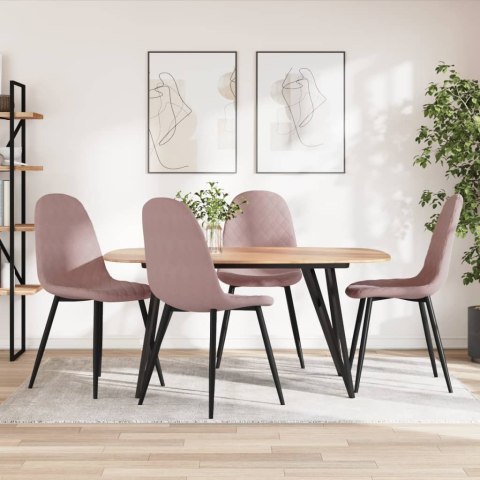 VidaXL Krzesła stołowe, 4 szt., różowe, obite aksamitem