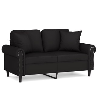 VidaXL 2-osobowa sofa z poduszkami, czarna, 120 cm, aksamit