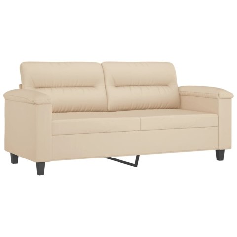 VidaXL 2-osobowa sofa z poduszkami, kremowa, 140 cm, mikrofibra