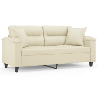 VidaXL 2-osobowa sofa z poduszkami, kremowa, 140 cm, sztuczna skóra