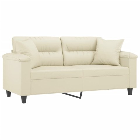 VidaXL 2-osobowa sofa z poduszkami, kremowa, 140 cm, sztuczna skóra