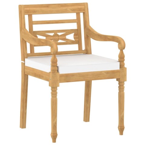 VidaXL Krzesła Batavia z poduszkami, 4 szt., lite drewno tekowe