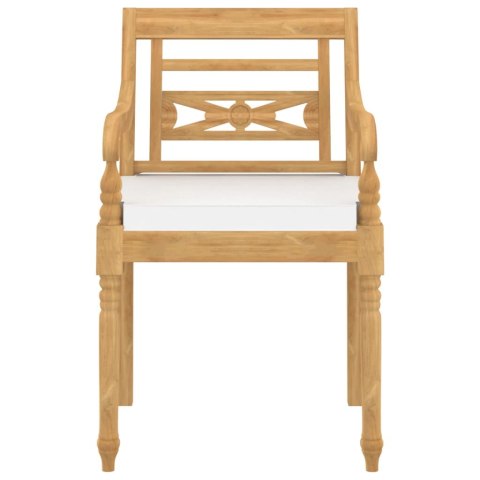 VidaXL Krzesła Batavia z poduszkami, 4 szt., lite drewno tekowe