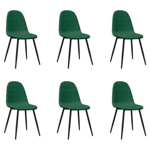 VidaXL Krzesła stołowe, 6 szt., ciemnozielone, obite aksamitem