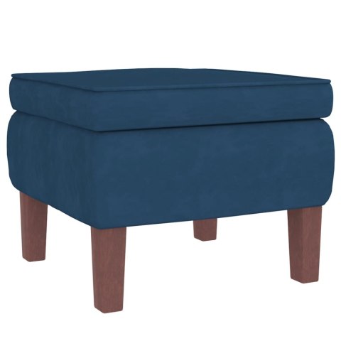 VidaXL Fotel bujany na drewnianych nogach, z podnóżkiem, niebieski