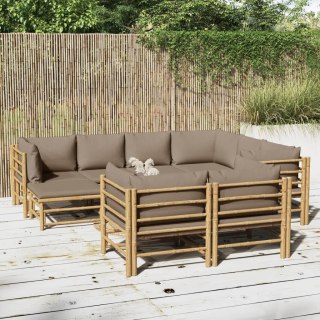 VidaXL 10-cz. zestaw mebli do ogrodu, poduszki w kolorze taupe, bambus