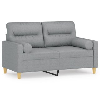 VidaXL 2-osobowa sofa z poduszkami, jasnoszara, 120 cm, tkanina