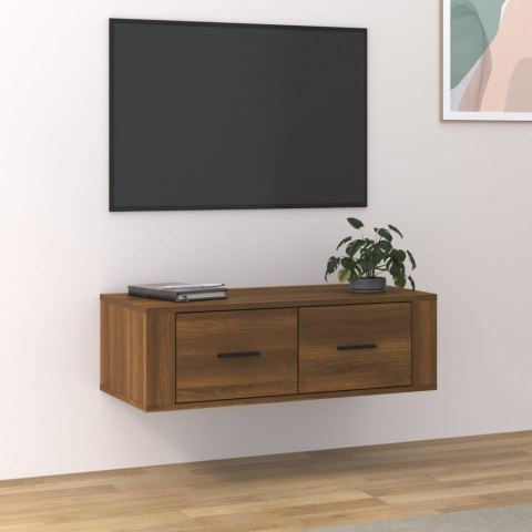 VidaXL Wisząca szafka pod TV, brązowy dąb, 80x36x25 cm