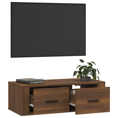 VidaXL Wisząca szafka pod TV, brązowy dąb, 80x36x25 cm