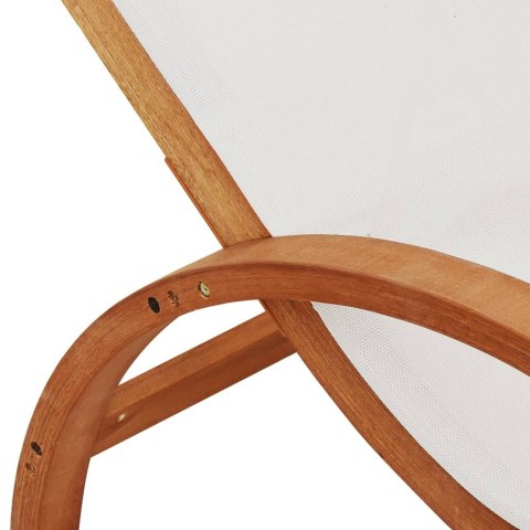 VidaXL Leżak z poduszką, biały, tworzywo textilene i drewno topolowe