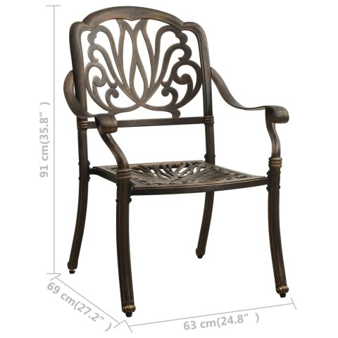 VidaXL Krzesła ogrodowe 2 szt., odlewane aluminium, brązowe