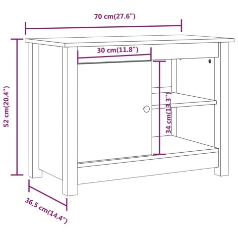 VidaXL Szafka pod telewizor, 70x36,5x52 cm, lite drewno sosnowe