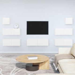 VidaXL Zestaw 7 szafek telewizyjnych, biały z połyskiem