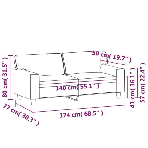 VidaXL 2-osobowa sofa, czarna, 140 cm, sztuczna skóra