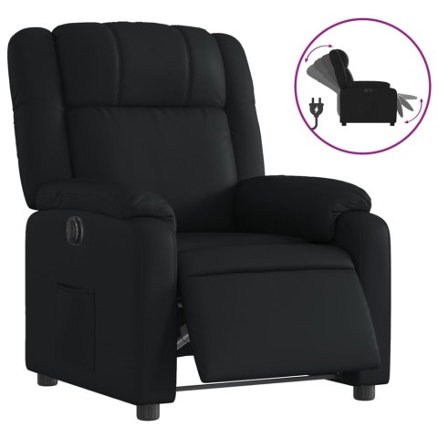 VidaXL Elektryczny fotel rozkładany, czarny, obity sztuczną skórą