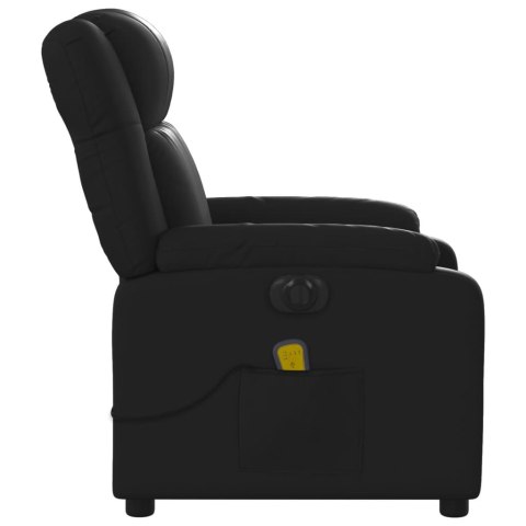 VidaXL Rozkładany fotel masujący, elektryczny, czarny, sztuczna skóra