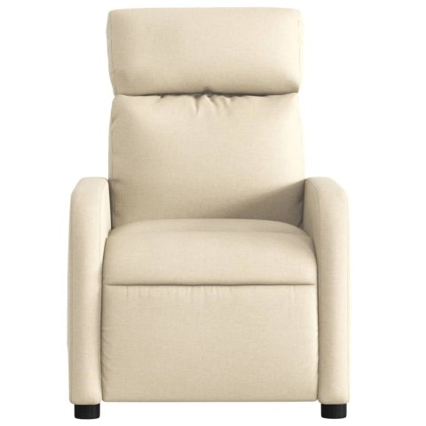 VidaXL Rozkładany fotel masujący, kremowy, obity tkaniną
