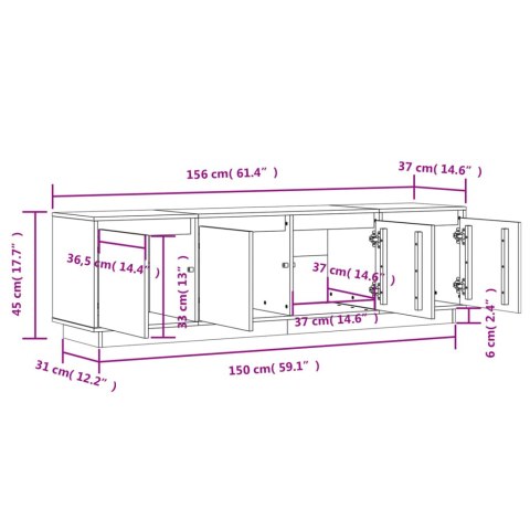 VidaXL Szafka pod telewizor, 156x37x45 cm, lite drewno sosnowe