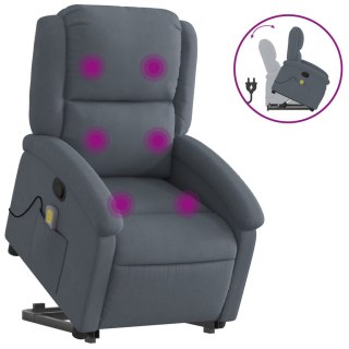 VidaXL Rozkładany fotel masujący, podnoszony, ciemnoszary, aksamitny