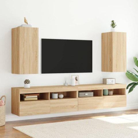 VidaXL Ścienne szafki TV z LED, 2 szt., dąb sonoma, 30,5x35x70 cm