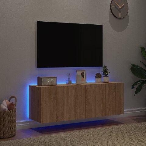 VidaXL Ścienne szafki TV z LED, 2 szt., dąb sonoma, 60x35x41 cm