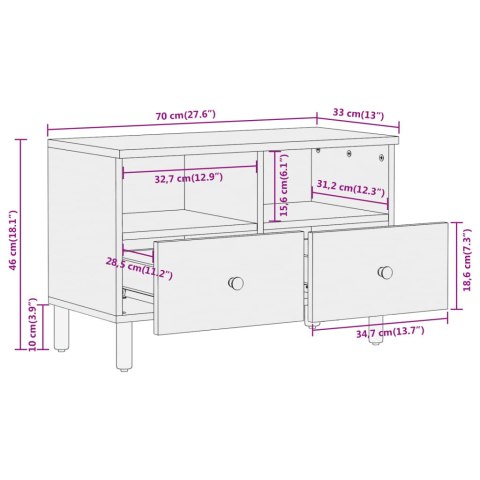 VidaXL Szafka pod telewizor, 70x33x46 cm, lite drewno akacjowe