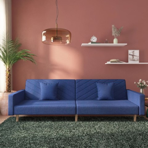 VidaXL 2-osobowa kanapa, 2 poduszki, niebieska, tapicerowana tkaniną