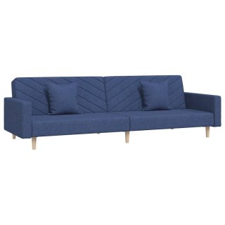 VidaXL 2-osobowa kanapa, 2 poduszki, niebieska, tapicerowana tkaniną