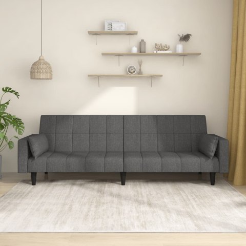 VidaXL 2-osobowa kanapa, 2 poduszki, ciemnoszara, tapicerowana tkaniną