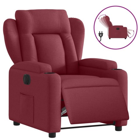 VidaXL Elektryczny fotel rozkładany, winna czerwień, obity tkaniną