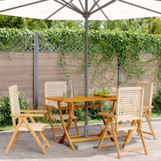 VidaXL Rozkładane krzesła ogrodowe, 4 szt, beżowe, polirattan i drewno