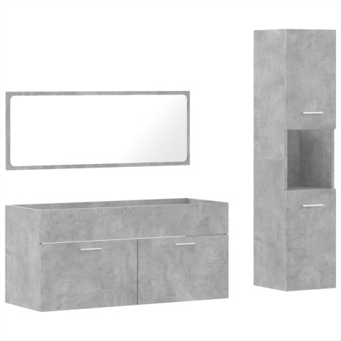 VidaXL 3-cz. zestaw mebli łazienkowych, szarość betonu