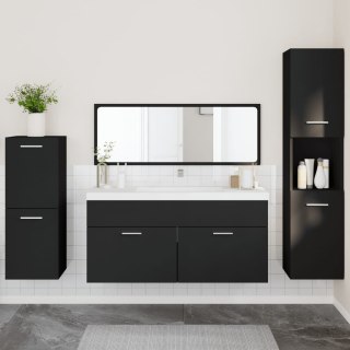 VidaXL 4-cz zestaw mebli łazienkowych, czarny, materiał drewnopochodny