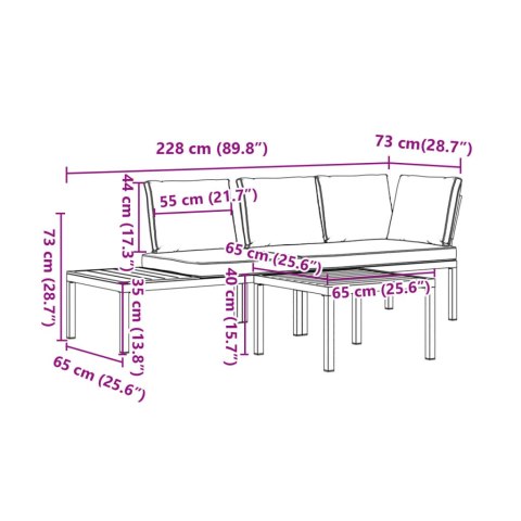 VidaXL 3-cz. zestaw mebli do ogrodu, z poduszkami, czarne aluminium