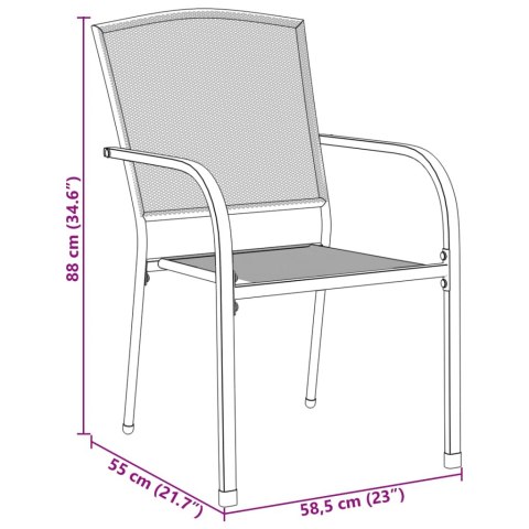 VidaXL 7-cz. zestaw z krzesłami sztaplowanymi, antracytowy, stal