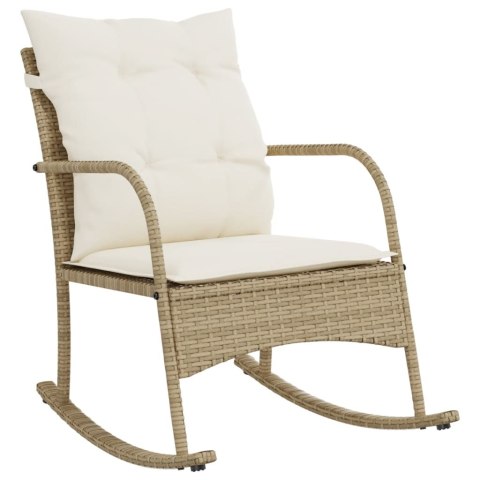 VidaXL Bujane krzesło ogrodowe z poduszkami, beżowe, polirattan