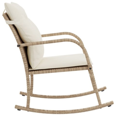 VidaXL Bujane krzesło ogrodowe z poduszkami, beżowe, polirattan