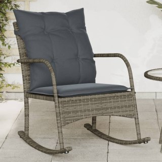 VidaXL Bujane krzesło ogrodowe z poduszkami, szare, polirattan