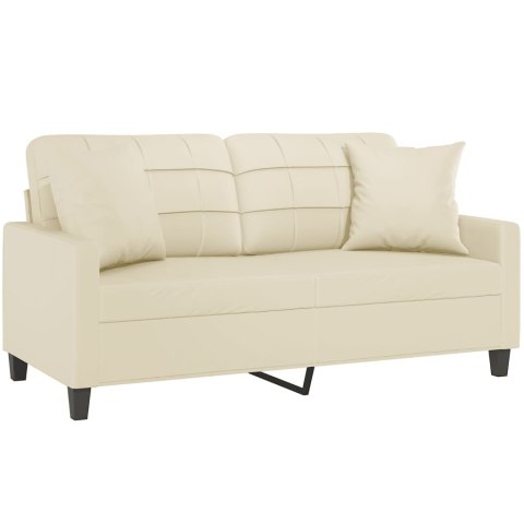 VidaXL 2-osobowa sofa z poduszkami, kremowa, 140 cm, sztuczna skóra