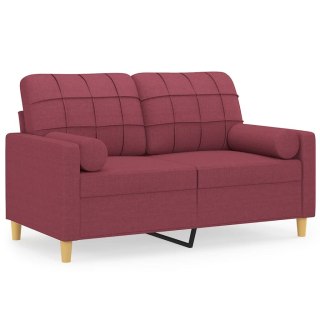 VidaXL 2-osobowa sofa z poduszkami, winna czerwień, 120 cm, tkanina