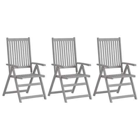 VidaXL Rozkładane krzesła ogrodowe z poduszkami, 3 szt., lita akacja