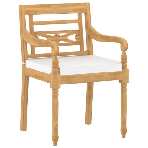 VidaXL Krzesła Batavia z poduszkami, 6 szt., lite drewno tekowe