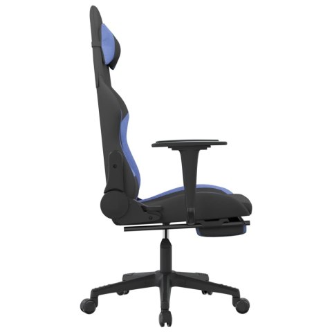 VidaXL Fotel gamingowy z podnóżkiem, czarno-niebieski, tkanina