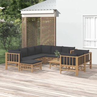 VidaXL 10-cz. zestaw mebli do ogrodu, ciemnoszare poduszki, bambus