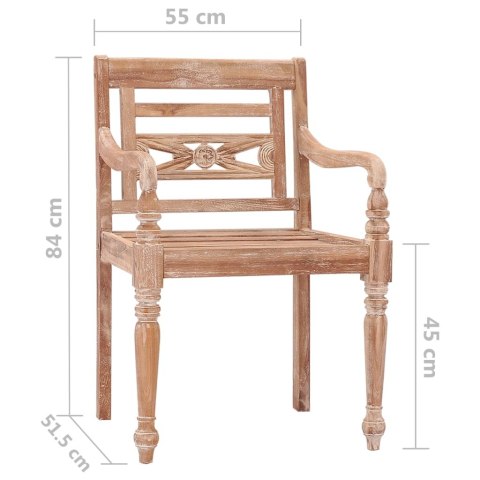 VidaXL Krzesła Batavia, 2 szt., bielone, lite drewno tekowe